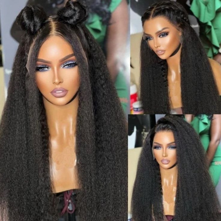 Yaki Kinky Straight Human Hair Wig – 13x4 HD Lace Front & 4x4 HD Closure | 150% & 180% Density | Pre-Plucked | 16"-36" | Ships from US