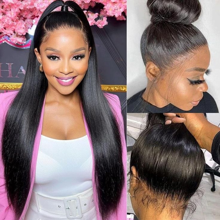 30 38 Inch Natural Black 360 Lace Front Straight Human Hair Wigs HD Transparant Full Lace  Wigs Human Hair Pre Plucked