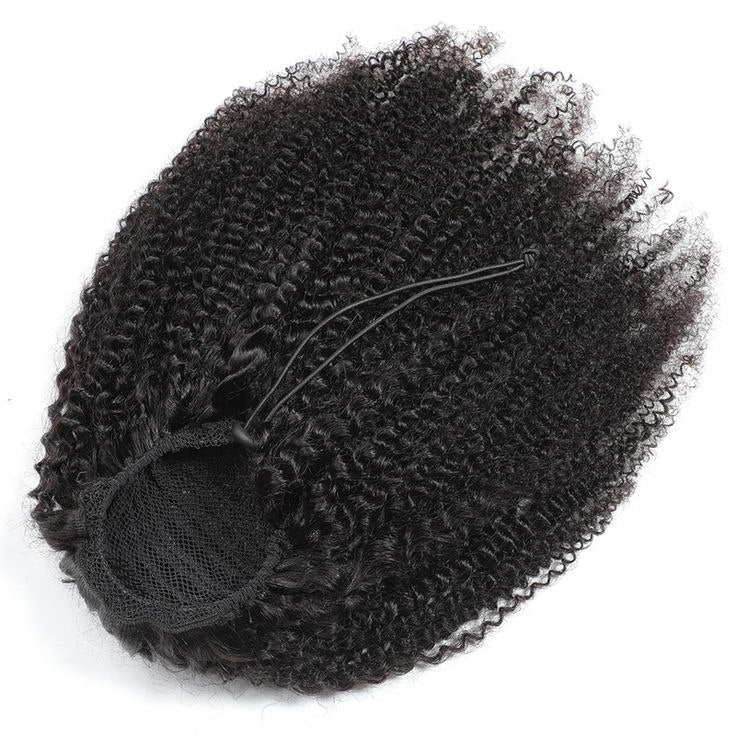 Alibele Mogolian Afro Kinky Curly Drawstring Ponytail Human Hair Extensions 4B 4C Remy 10-28inch Long Clip In Ponytail Extension