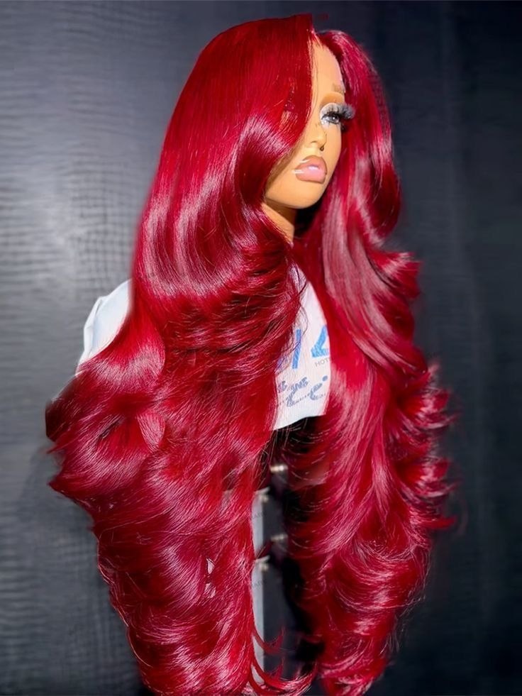 Hot Red 13x6 Hd Lace Frontal Human Hair Wigs Brazilian Colored Body Wave Lace Front Wig 13x4 5x5 Closure Wig For Women