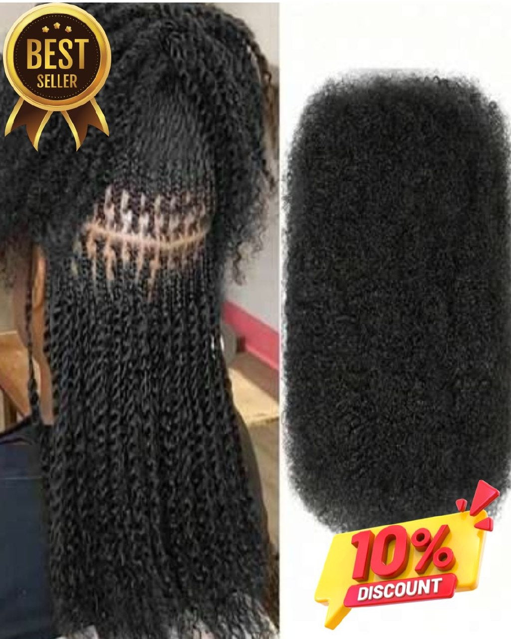 4C Afro Kinky Curly Human Hair Bulk Extensions – No Weft | Micro Locs, Braids & Twists