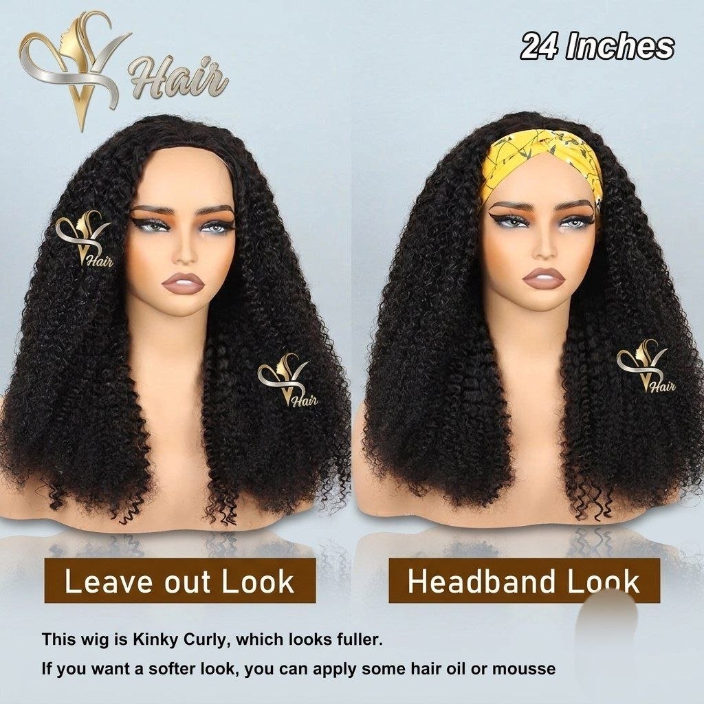 Kinky Curly Half Wig | 180% Density | 100% Burmese Remy Human Hair | Invisible Hairline | Wear & Go | 16"-28" | VS HAIR