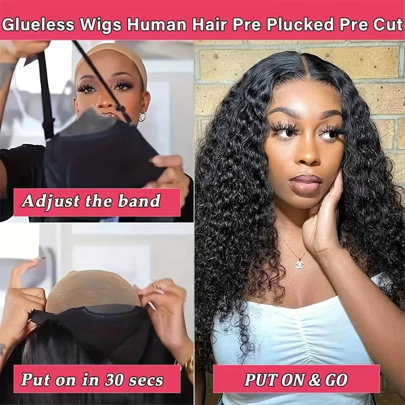 Deep Wave 13x6 HD Glueless Wear And Go Wigs 100% Human Hair For Women 250% Water Wave Curly Lace Front human hair Wig On Sale