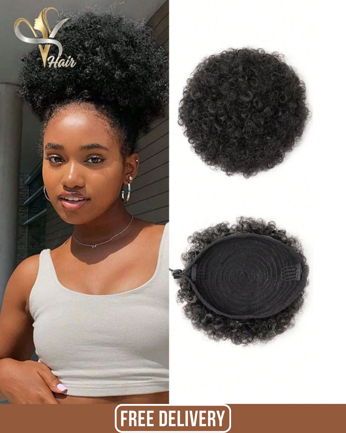 Kinky Curly Afro Puff Ponytail