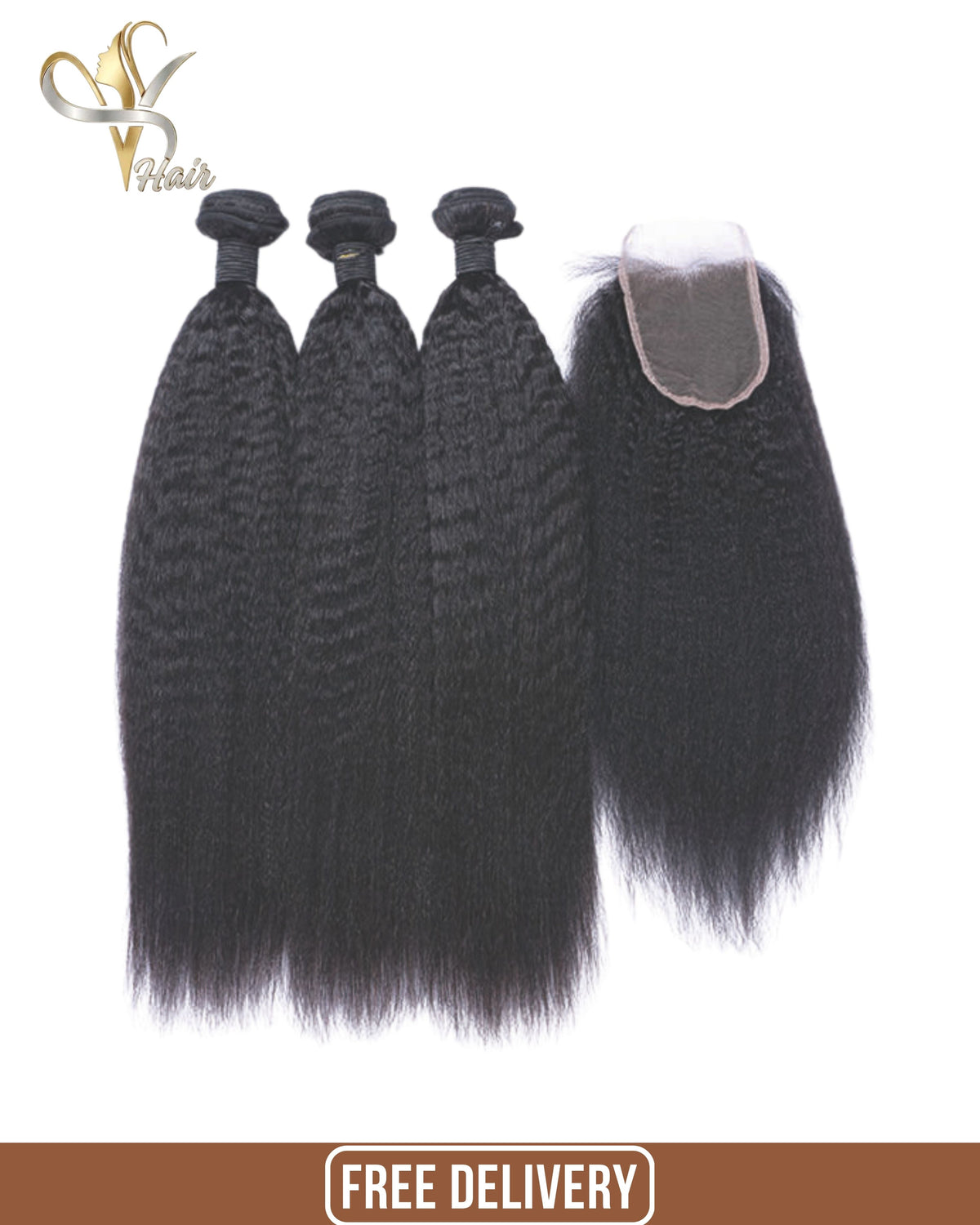 Kinky Straight Bundles with HD Lace