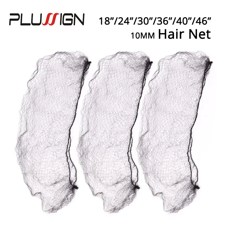 20-46Inch Black 20Pcs/Lot Hairnets For Wigs Long Hair Nets Elasticity Invisible Ballet Bun Hair Net Wig Accessories Wig Cap