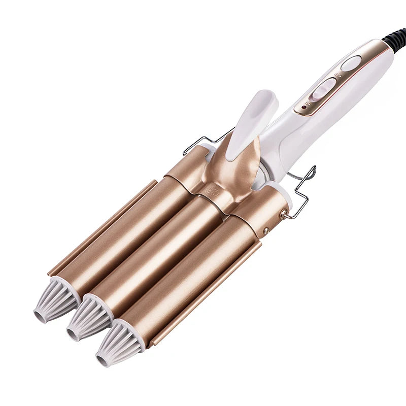 Triple Barrel Hair Waver & Curling Iron – Ceramic Tourmaline | 20–28mm | 180–210°C | Dual Voltage