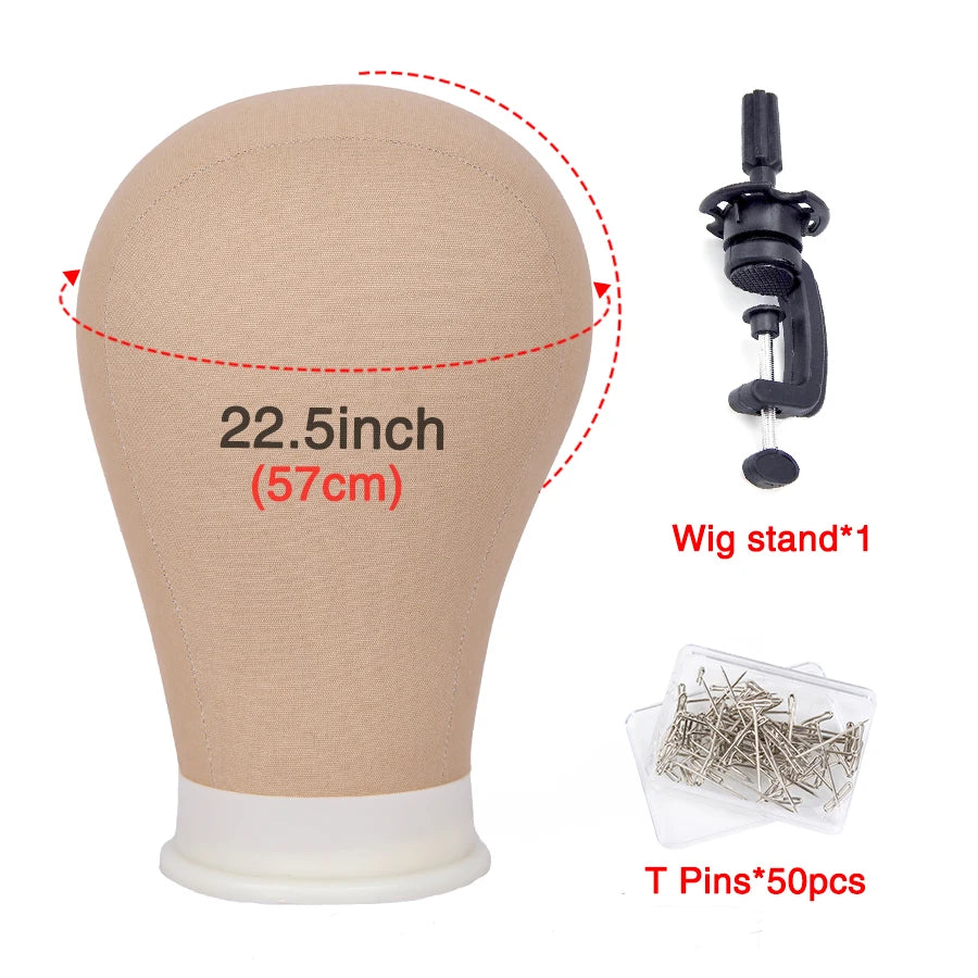 21-24inch Canvas Block Poly Head Wig Making Head Weft/Wig Display Styling Mannequin Head Manikin Head Dryer