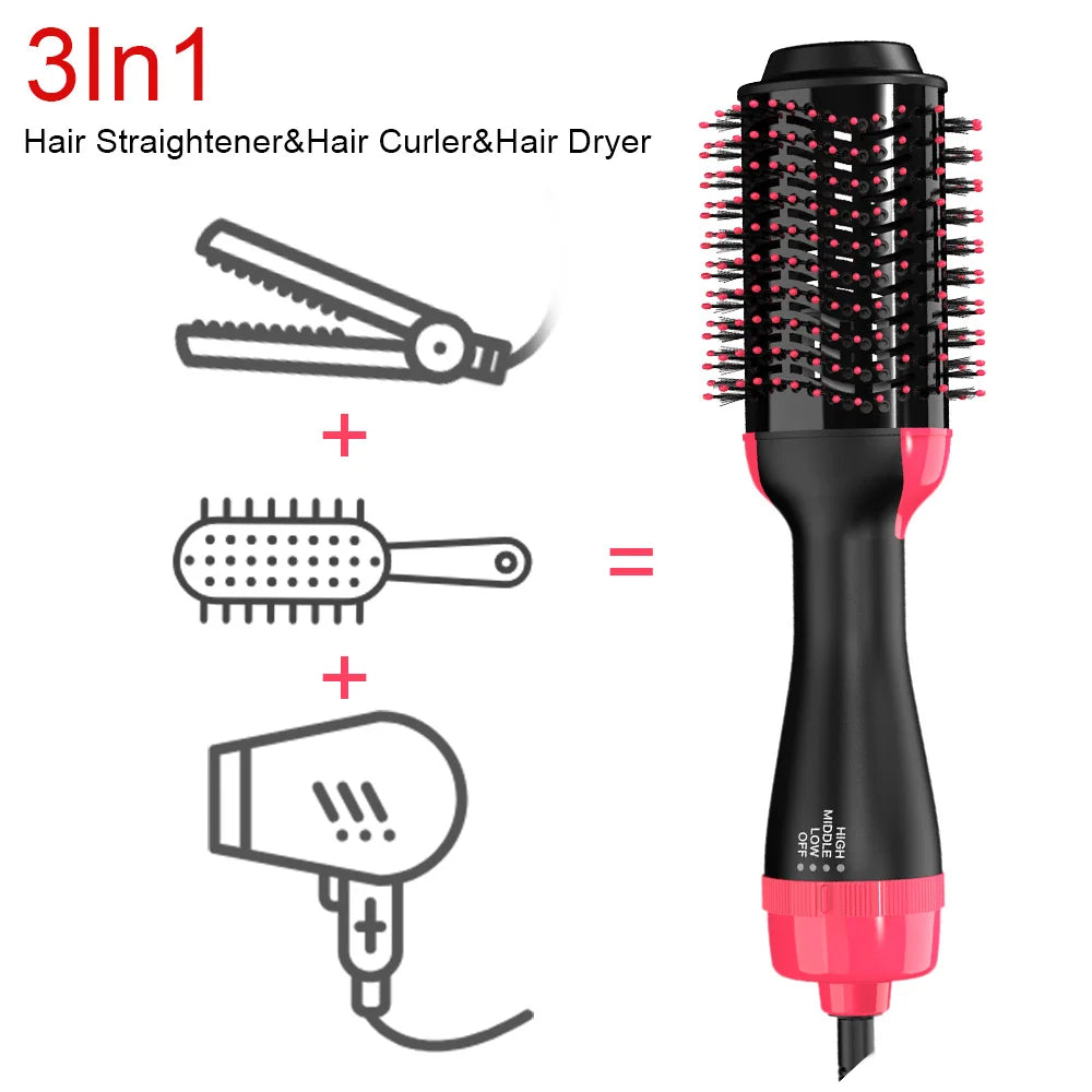 3-in-1 Hot Air Brush – One-Step Hair Dryer & Volumizer | 1000W | Negative Ion Technology | Dual Voltage