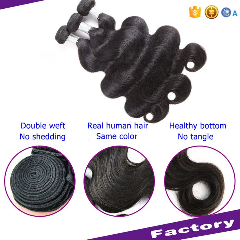 MOCHA Hair10A  Brazilian Remy Hair Body Wave 3 Bundles16"-28"100% Unprocessed Human Hair Extension Natural Color Free Shipping