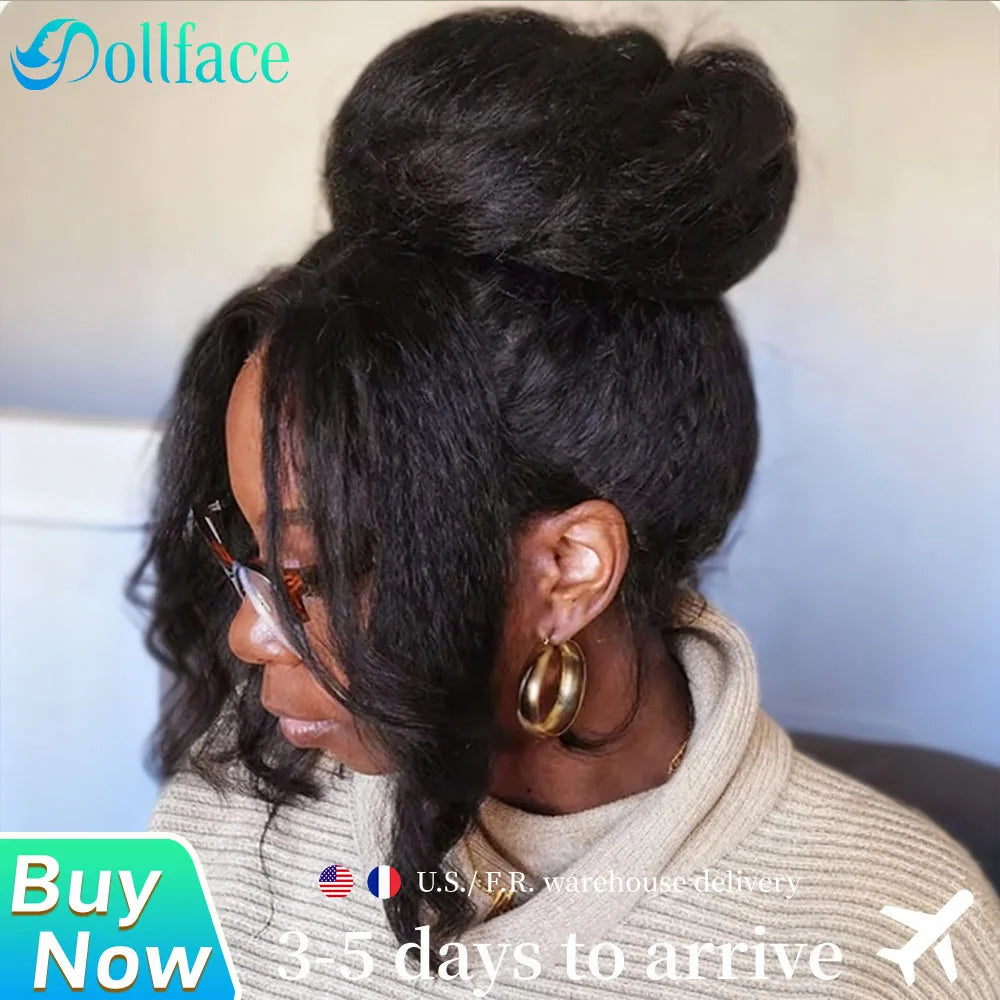 360 Invisi Strap Kinky Straight Full Lace Wig – Yaki Straight Human Hair | Pre-Plucked | 200% & 220% Density | 18–40 Inches