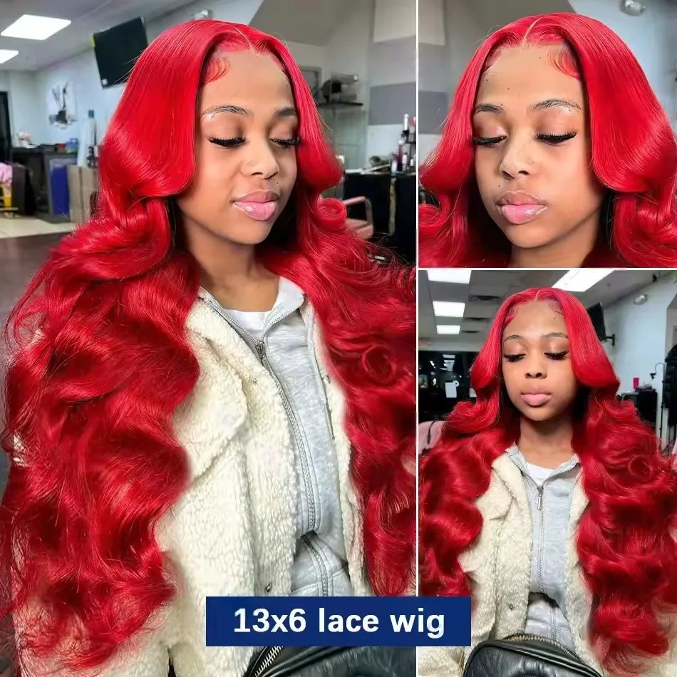 Hot Red 13x6 Hd Lace Frontal Human Hair Wigs Brazilian Colored Body Wave Lace Front Wig 13x4 5x5 Closure Wig For Women