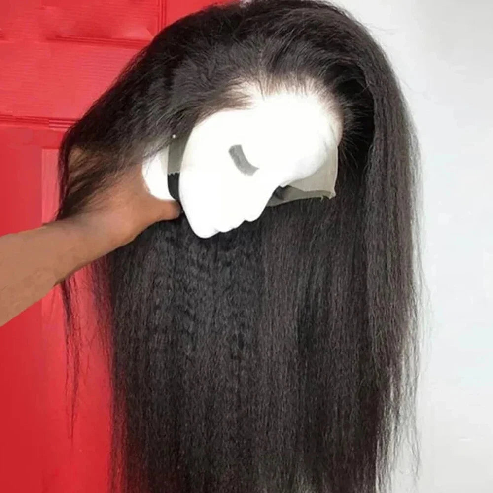 40 Inch Kinky Straight Lace Front Wigs Human Hair 250% Density Yaki Straight 13x4 Transparent HD Lace Human Hair Wigs For Women