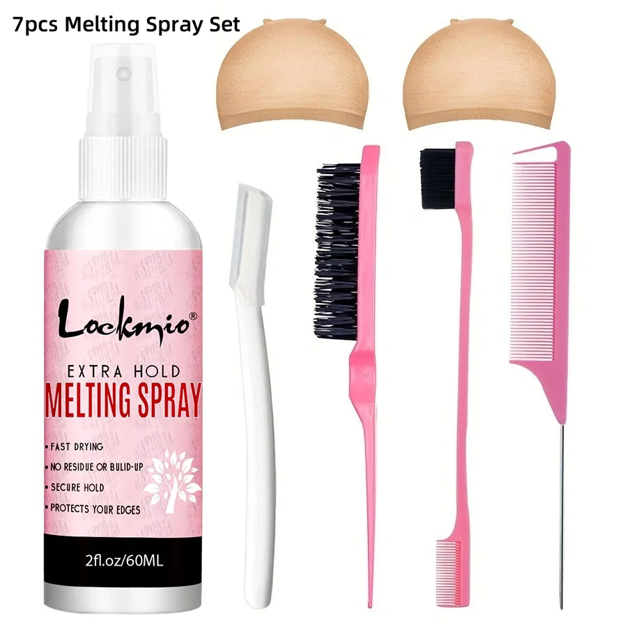 LOCKMIO Lace Wig Melting Spray Wigs Front Adhesive Invisible Fast Dry Toupee Grid Glue for Wigs Installation Styling Tools Kit