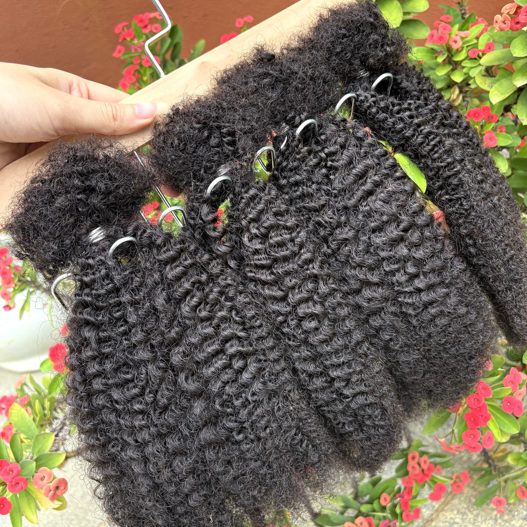 4C Afro Kinky Curly Human Hair Bulk Extensions – No Weft | Micro Locs, Braids & Twists