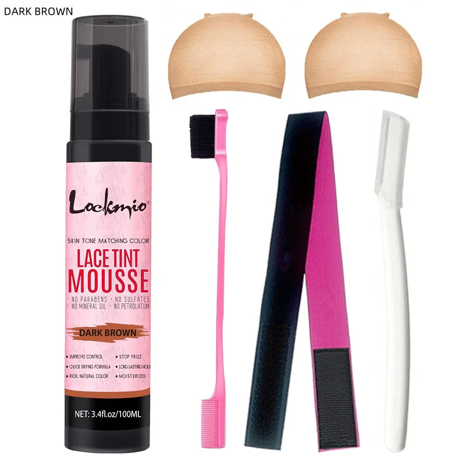 Lace Tint Spray & Foam Mousse – Invisible Lace Colorant for Wigs | Dark, Medium & Light Brown | 100ml