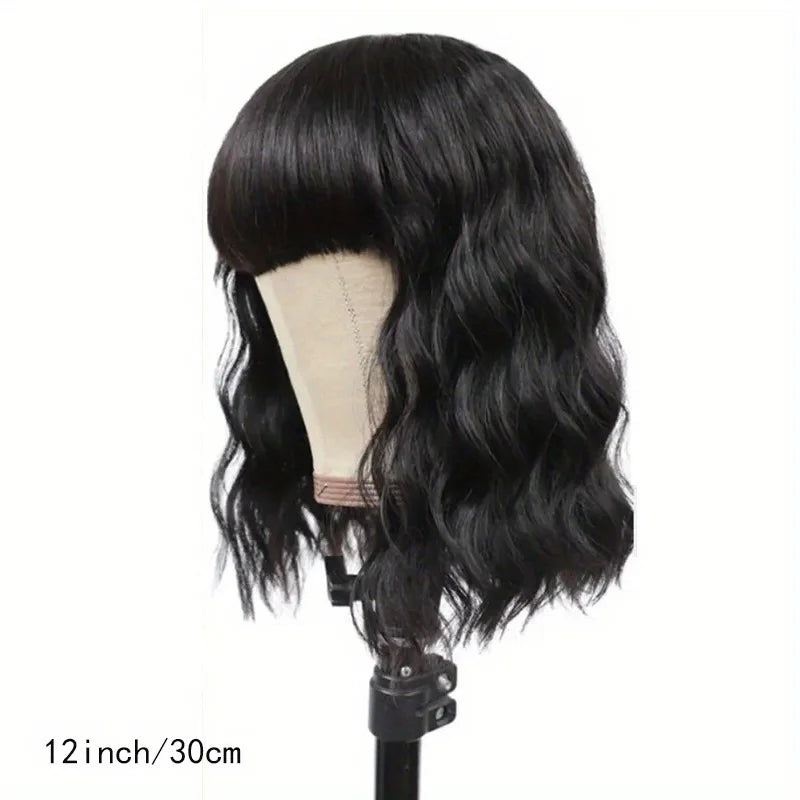 Body Wave Bob Wig With Bangs | Machine Made | Brazilian Remy Human Hair | 220% & 240% Density | 8"-16" | VS HAIR
