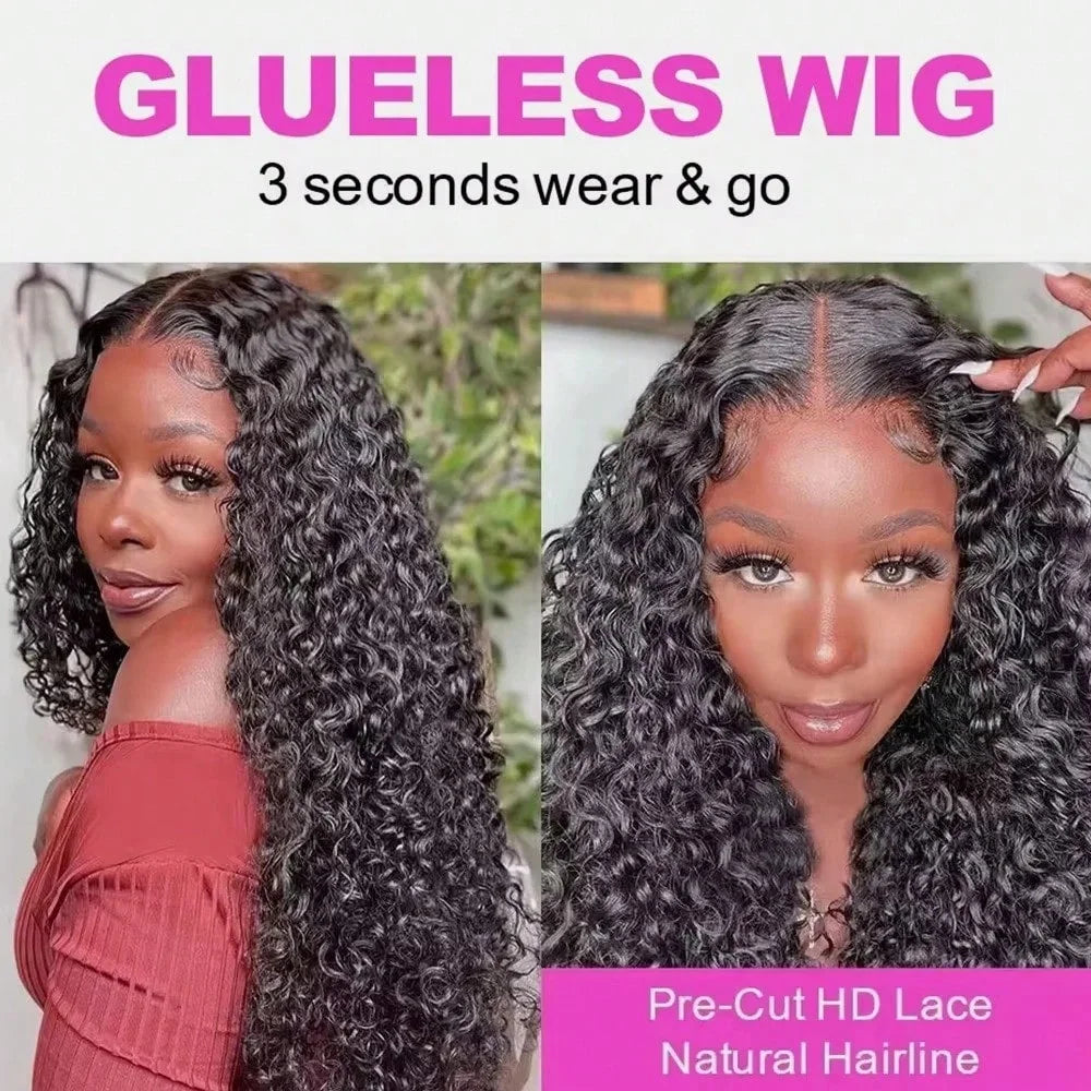 Deep Wave 13x6 HD Glueless Wear And Go Wigs 100% Human Hair For Women 250% Water Wave Curly Lace Front human hair Wig On Sale