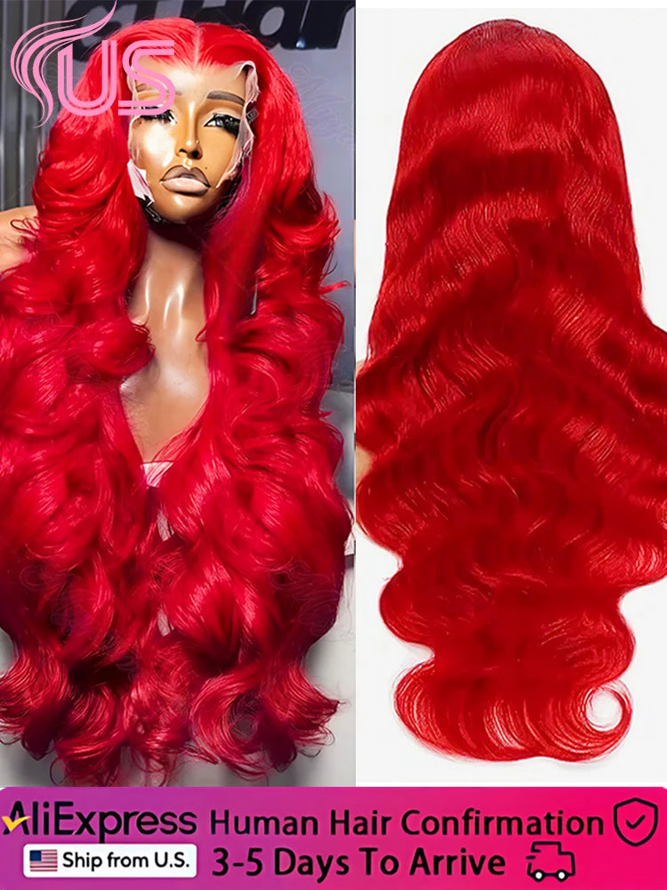Hot Red 13x6 Hd Lace Frontal Human Hair Wigs Brazilian Colored Body Wave Lace Front Wig 13x4 5x5 Closure Wig For Women