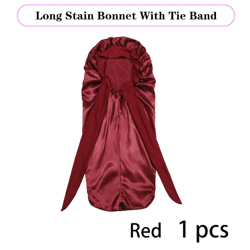 Leopard Print Satin Sleep Cap For Long Hair And Dreadlock Extra Large Silky Bonnet With Long Wide Tie For Women Sleeping Bonnet
