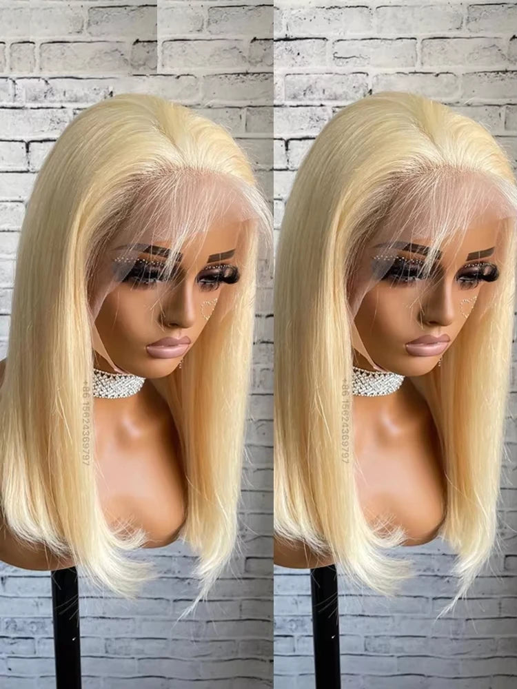 #613 Blonde Bob Lace Front Wig – Brazilian Straight Human Hair | 13x4 & 13x6 | 200% & 220% Density | 6–16 Inches