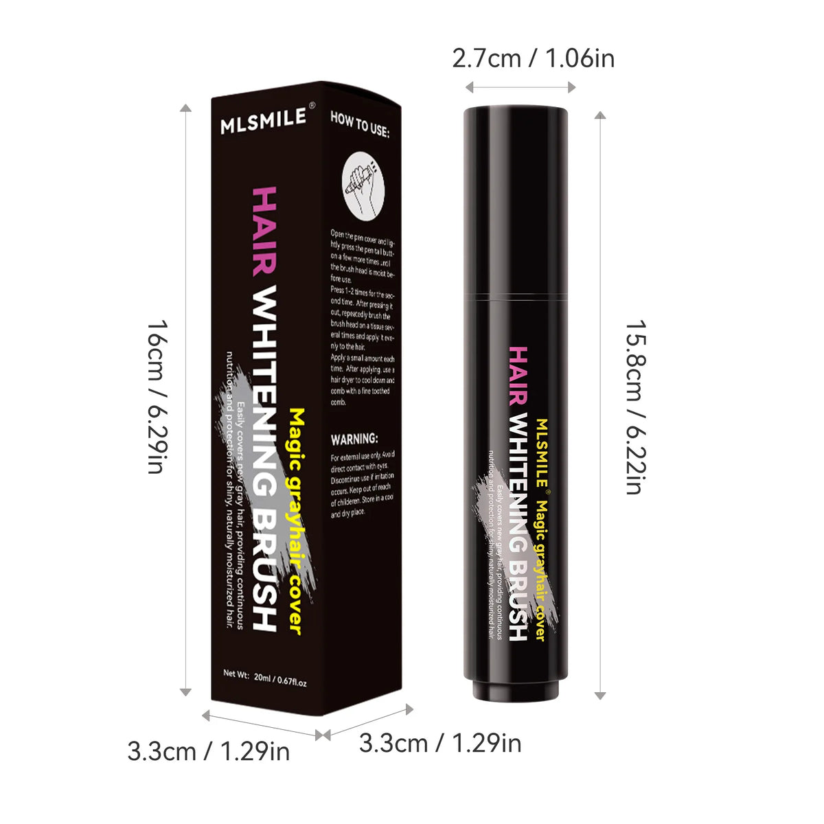Hair Root Touch-Up Pen – Instant Color Stick for Black & Brown Hair | Disposable Dye Brush | MLSMILE