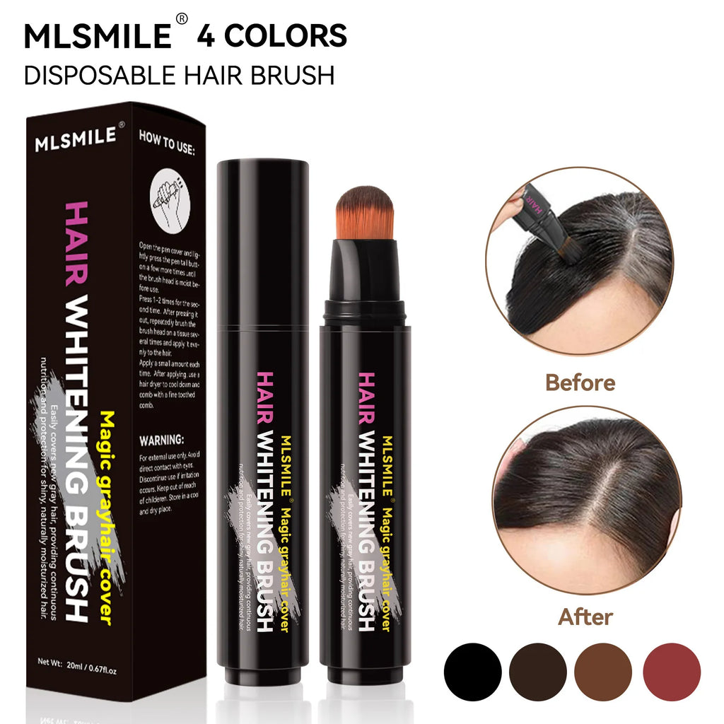 Hair Root Touch-Up Pen – Instant Color Stick for Black & Brown Hair | Disposable Dye Brush | MLSMILE