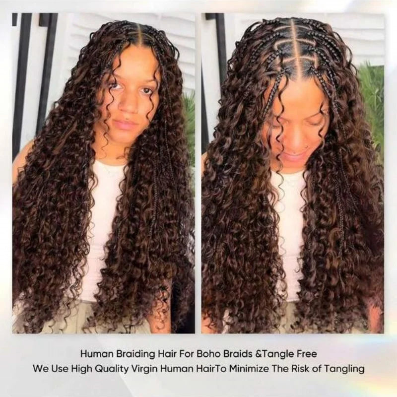 Human Hair Bulk For Braiding 2 Bundles Deep Wave Human Hair Extensions Human Braiding Hair For Boho Braids Water Wave Curly Hair