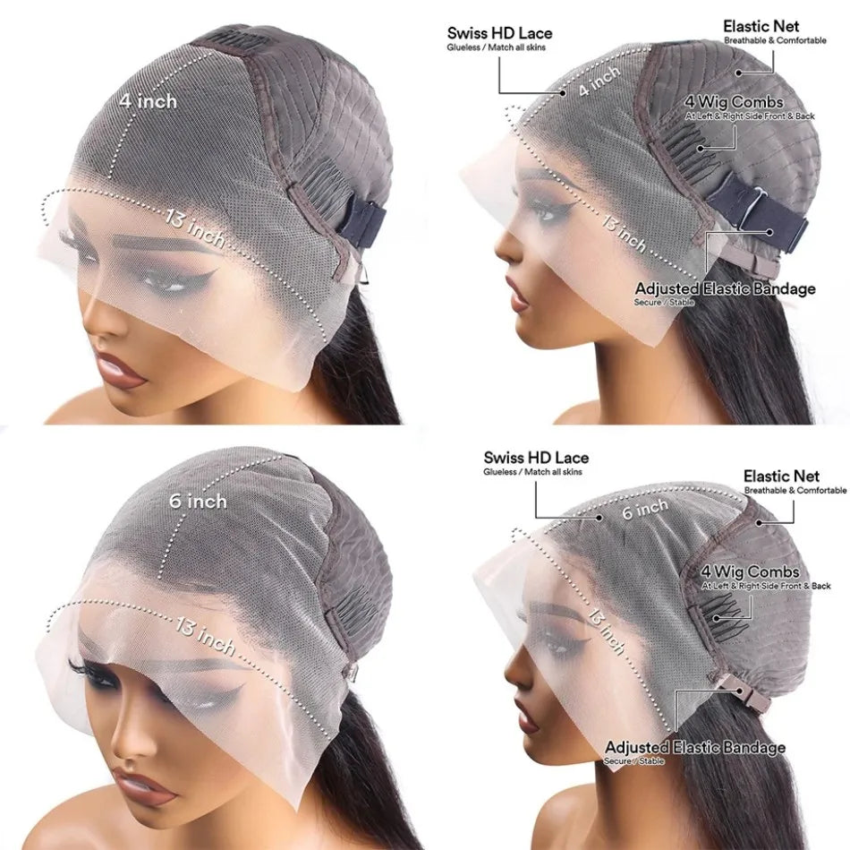 Body Wave Wig – 13x4 & 13x6 HD Lace Frontal | Glueless | 180% & 220% Density | 18"-40" | Ships from US