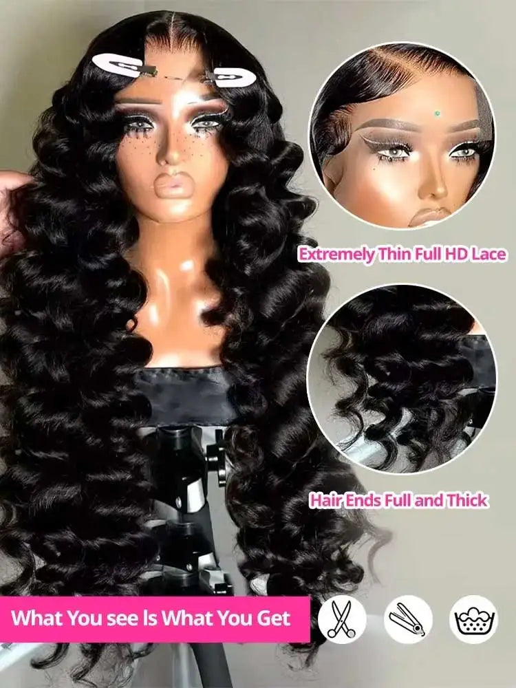 40 42 Inch Loose Deep Wave Frontal Wigs 250% 13x4 13x6 HD Lace Frontal Wigs For Women Remy Loose Deep Curly Human Hair Wigs