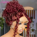 Lafino 99J Burgundy 250 Density 13x6 HD Lace Front Wigs Human Hair 34 Inch Deep Wave Brazilian Curly Glueless Lace Frontal Wig