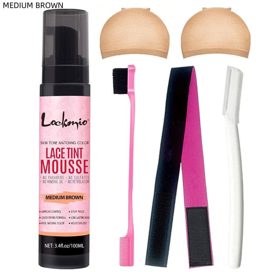 Lace Tint Spray & Foam Mousse – Invisible Lace Colorant for Wigs | Dark, Medium & Light Brown | 100ml