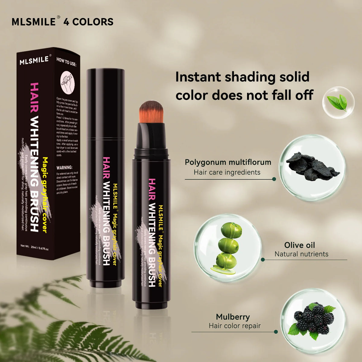 Hair Root Touch-Up Pen – Instant Color Stick for Black & Brown Hair | Disposable Dye Brush | MLSMILE