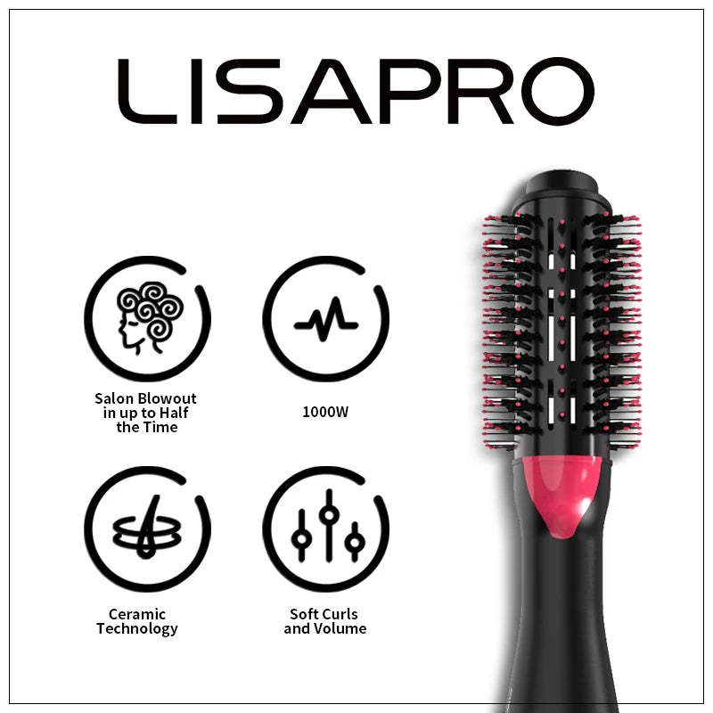 3-in-1 Hot Air Brush – One-Step Hair Dryer & Volumizer | 1000W | Negative Ion Technology | Dual Voltage