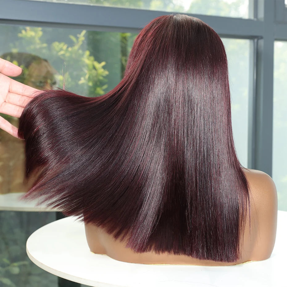 #99J Burgundy Straight Bob Wig – 13x4, 13x6, 5x5 & 2x6 Lace | 250% & 300% Density | Raw Vietnamese Hair | 10"-18"