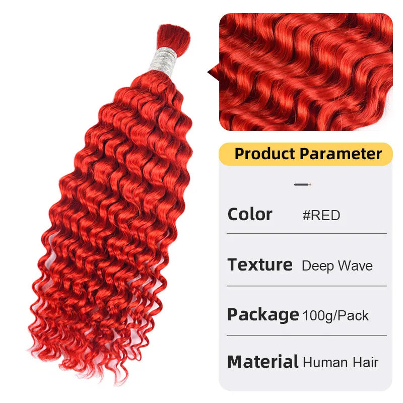 12A Human Braiding Hair for Boho Braids Color 613 27 Highlight Deep Wave Bulk Human Hair for Braiding Knotless Wet and Wavy Wigs