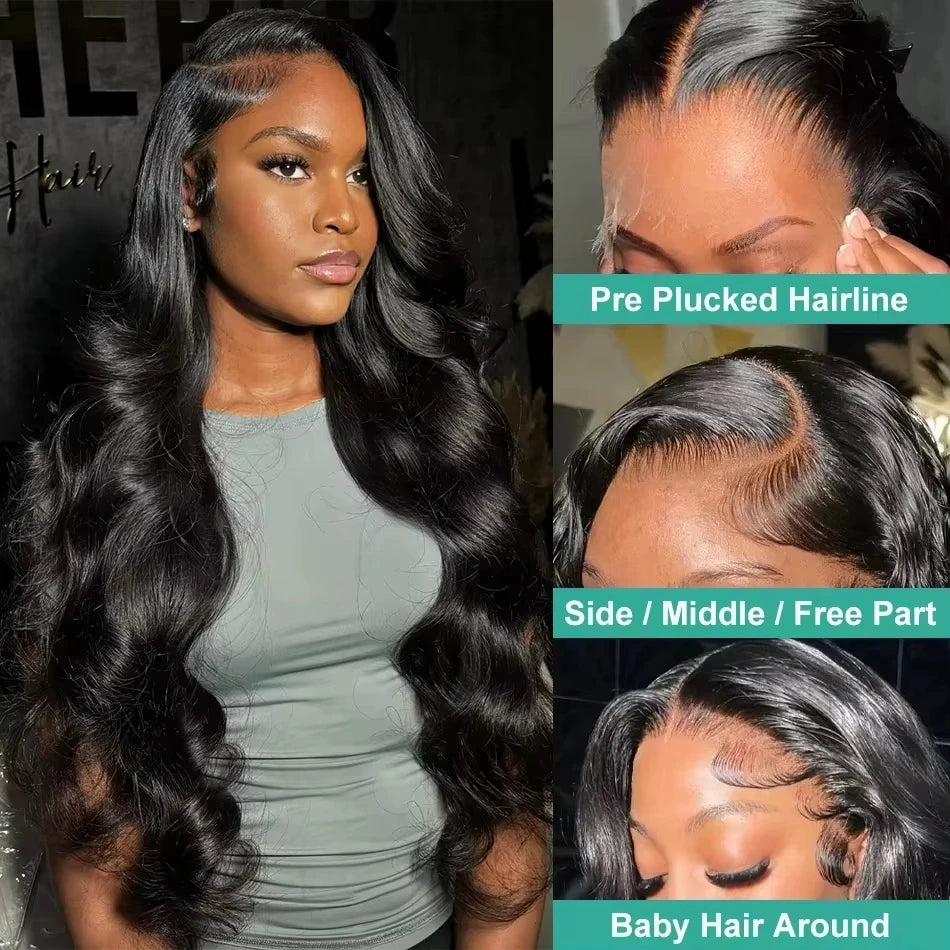 250% Density Body Wave Human Hair Wigs 13X4 Lace Front Human Hair Wig Pre Plucked Bleached Knots Wigs Human Hair