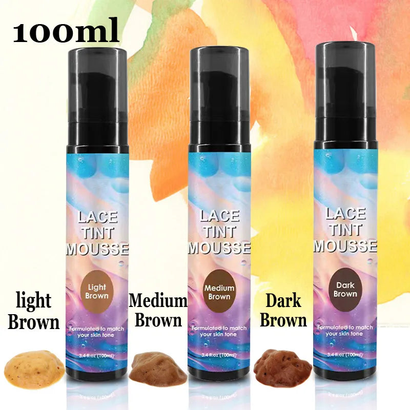 Flechazo Lace Tint Spray For Wigs Dark Brown Middle Brown Light Brown Lace Tinted Spray Lace Tinting Mousse For Lace Melt 100ML