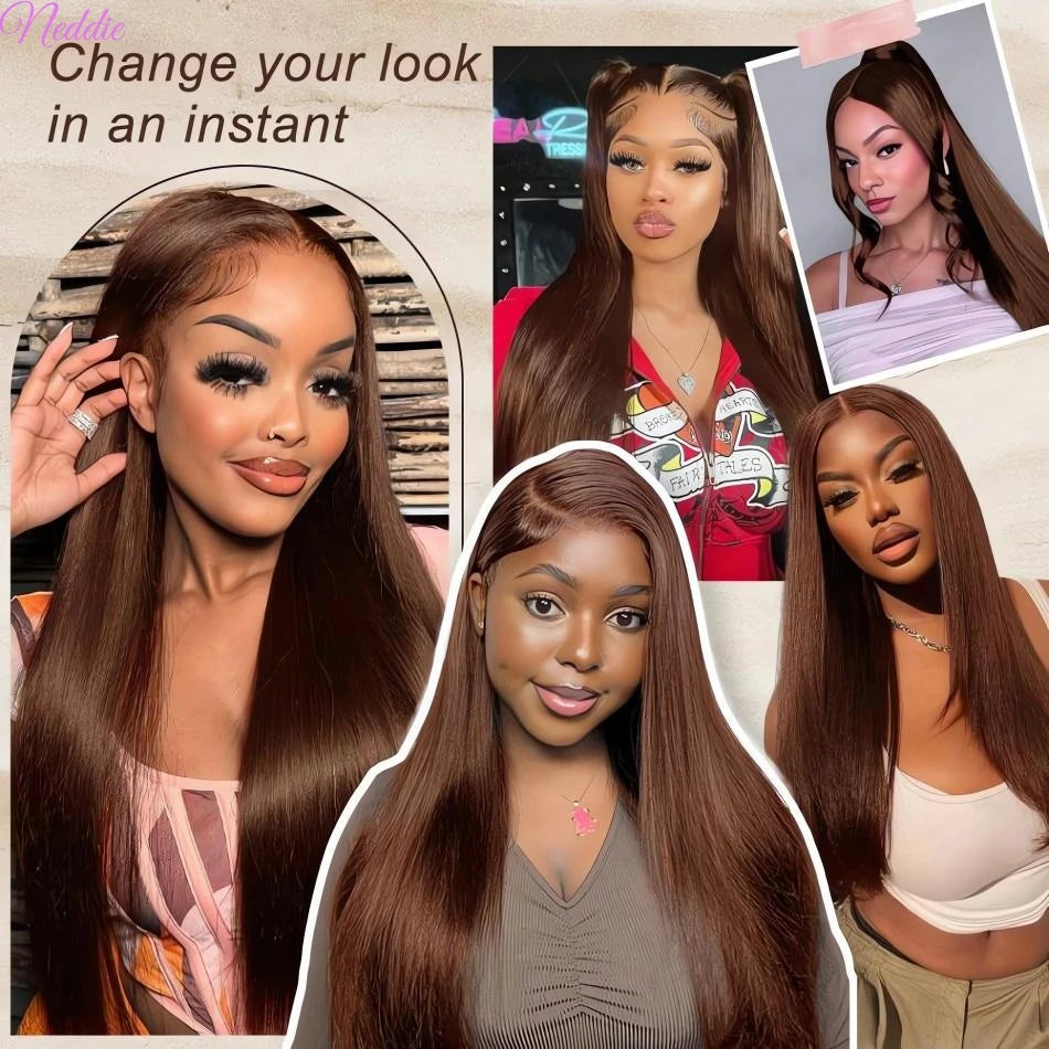 Chocolate Brown Lace Front Wig – 13x6 & 13x4 Straight Human Hair | 180% & 200% Density | 18"–34"