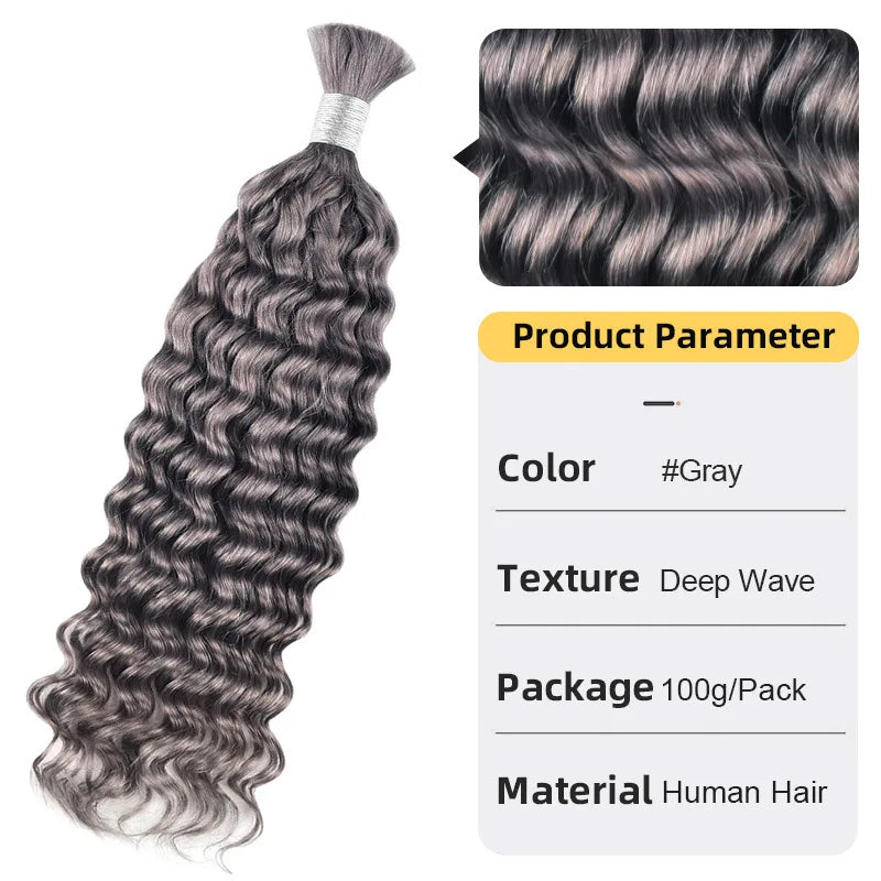 12A Human Braiding Hair for Boho Braids Color 613 27 Highlight Deep Wave Bulk Human Hair for Braiding Knotless Wet and Wavy Wigs