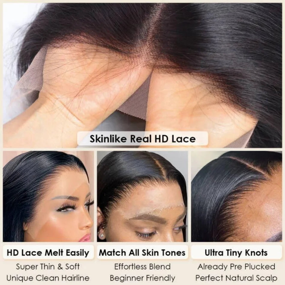 Short Bob Wig Human Hair Straight 13X6 Hd Transparent Lace Frontal Wig Brazilian Glueless 5X5 Hd Lace Closure Wig Natural Black