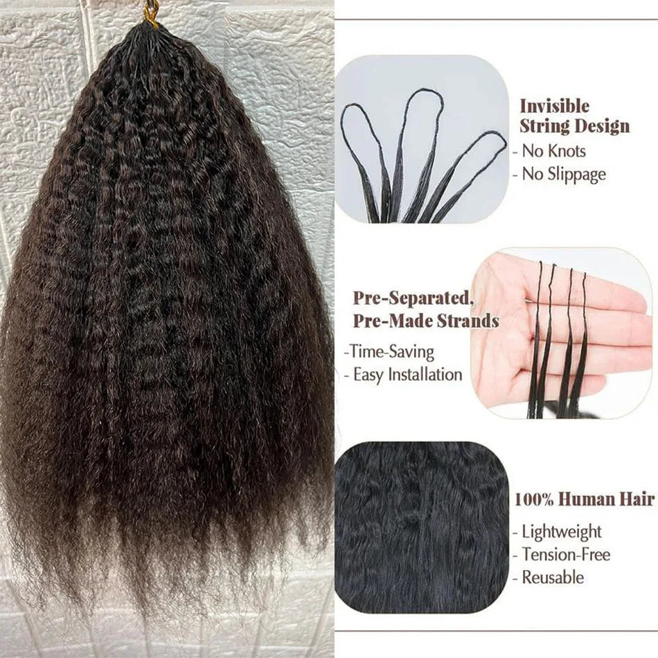 Kinky Straight Crochet Hair Extensions | Knotless Pre-Separated | 100% Brazilian Human Hair | 1 to 5 Packs | 14"-24" | VS HAIR