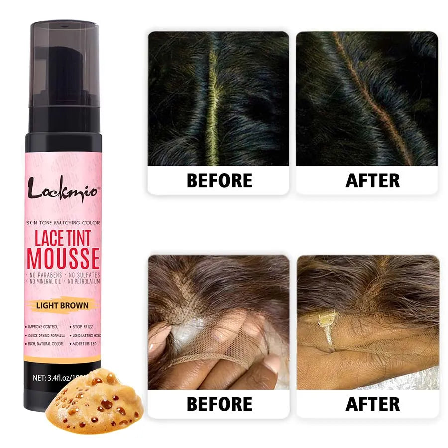 Lace Tint Spray & Foam Mousse – Invisible Lace Colorant for Wigs | Dark, Medium & Light Brown | 100ml