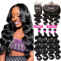 3 Bundles With Frontal 13x4 Brazilian Body Wave Virgin Hair Lace Closure with Bundles Raw Unprcessed Human Hair Extensions