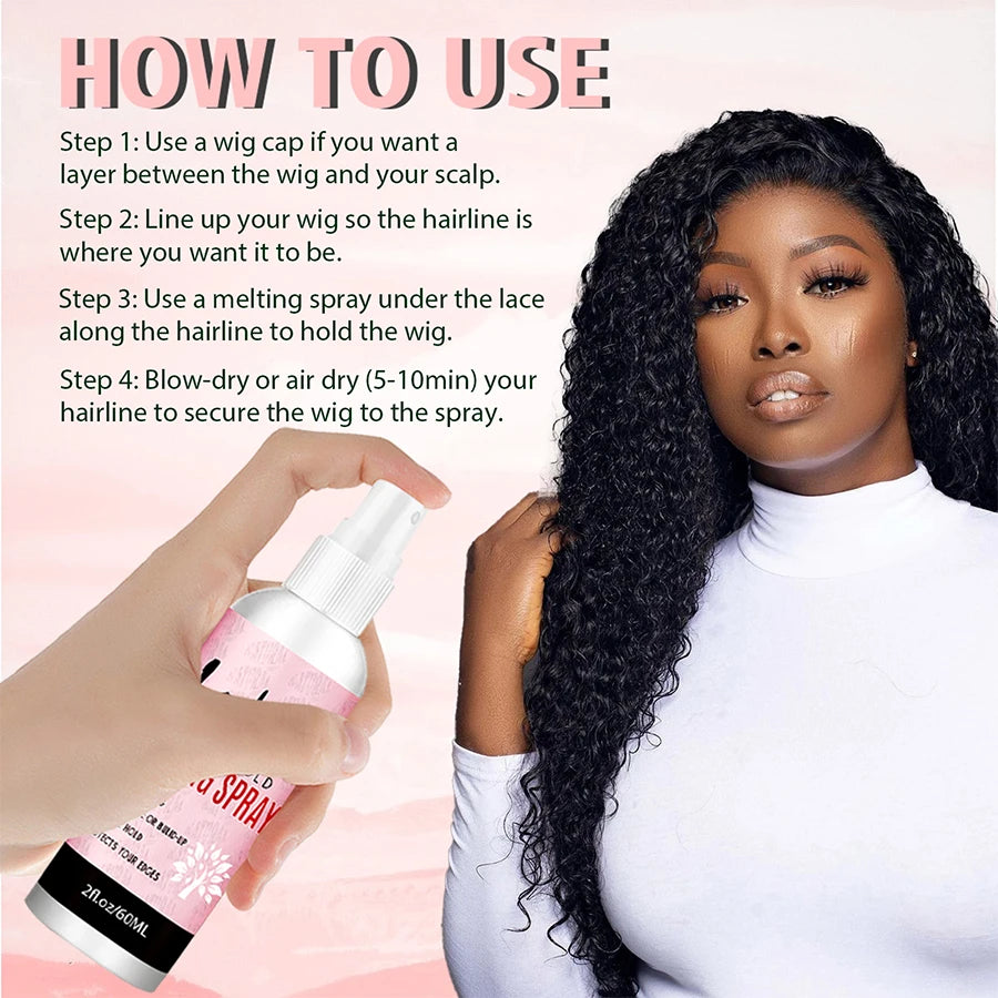 LOCKMIO Lace Wig Melting Spray Wigs Front Adhesive Invisible Fast Dry Toupee Grid Glue for Wigs Installation Styling Tools Kit