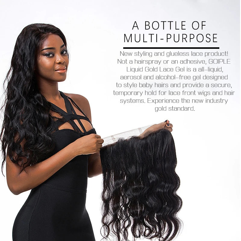 GOIPLE 2fl.oz Washable Glue Less Lace Gel Extreme Firm Hold Fast Drying Natural Wig Formula Adhesive for Temporary Use