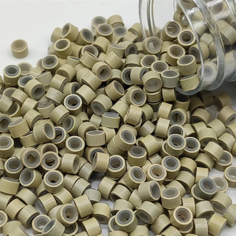 Micro Ring Beads for Hair Extensions – 5mm Silicone-Lined Aluminum Links | 1000 Pcs | Black, Brown, Beige