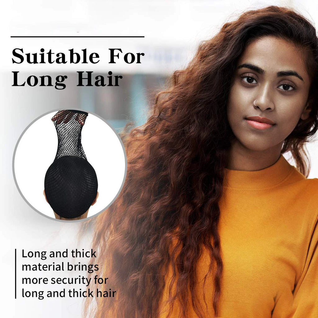 Mesh Wig Cap for Long & Thick Hair – Stretchy Nylon Hair Net for Wigs | Black & Brown
