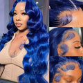 Navy Blue Body Wave Wig – 13x4 & 13x6 HD Lace Front | Colored Human Hair | Pre-Plucked | 16"-34" | Ships from US