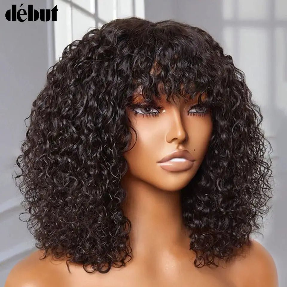 Jerry Curly Pixie Bob Cut Wig – 100% Human Hair | Short Curly Wig with Bangs | 180% Density | 10–16 Inches
